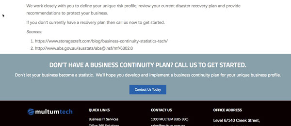 Targeted in-page call to action